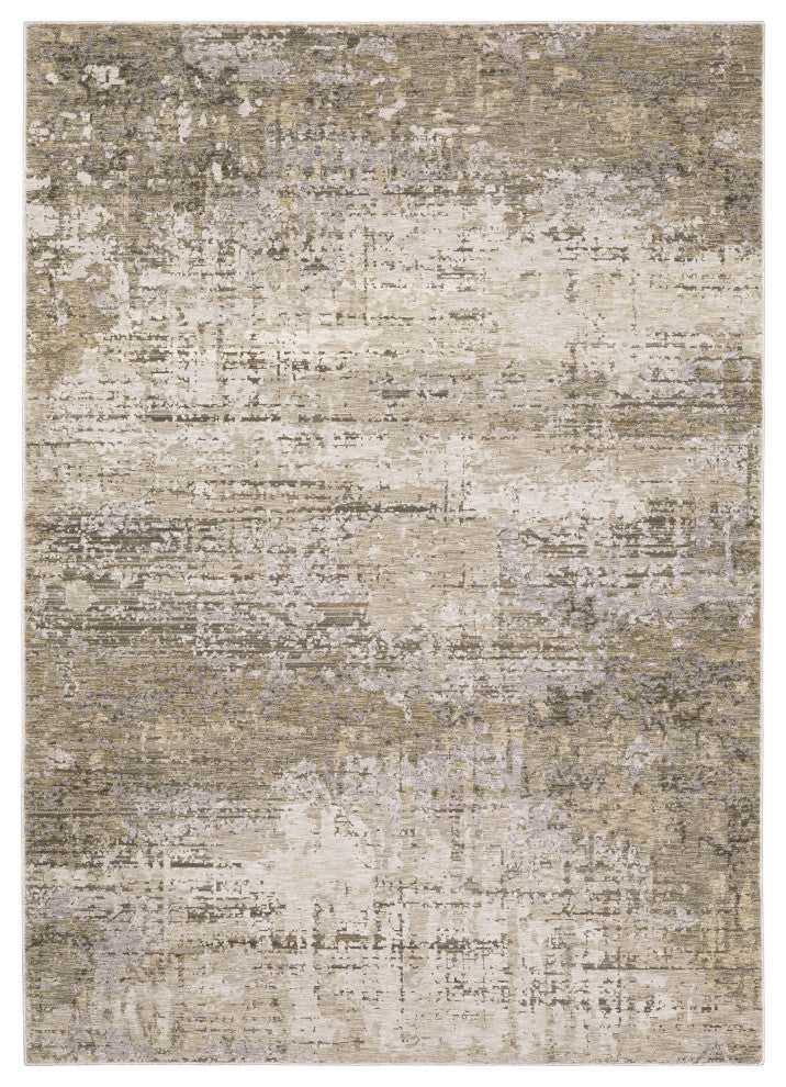 Noble Industrial Abstract Beige/ Grey Indoor Area Rug, Beige, 5'3"x7'6"