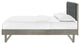Platform Bed Frame, Queen Size, Fabric, Wood, Gray, Modern Mid-Century