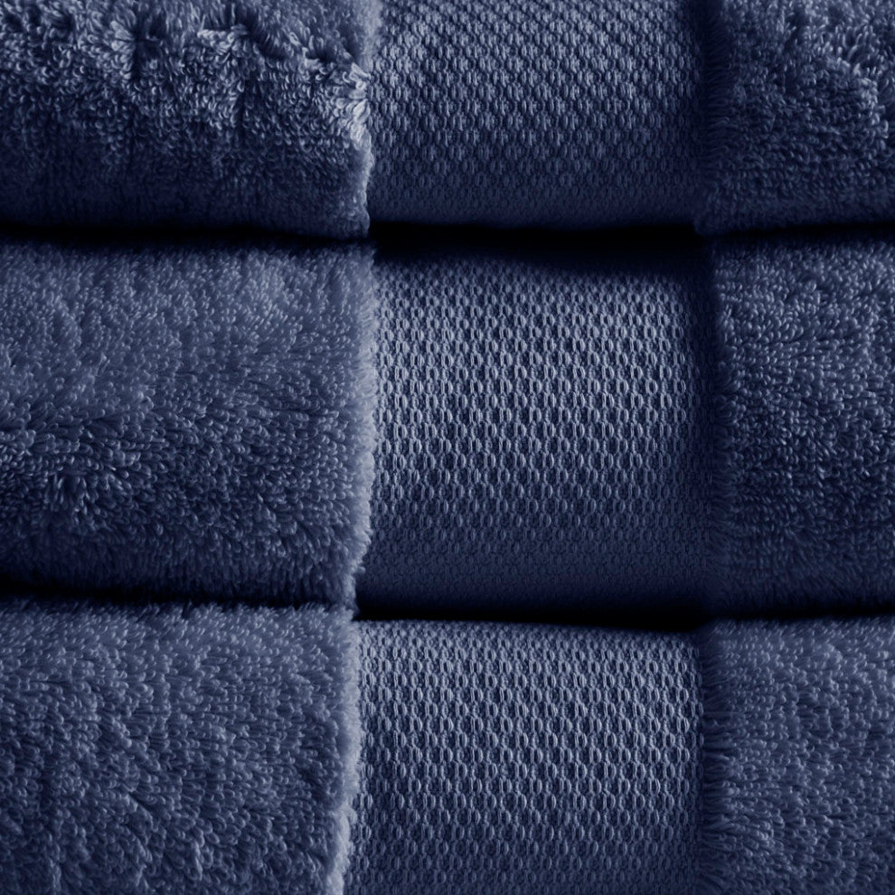 Madison Park Signature Turkish Cotton 6 Piece Bath Towel Set, Navy