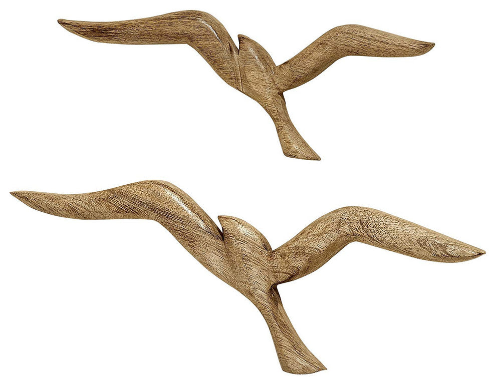 2 Piece Americana Flying Sea Gulls Wall Sculptures