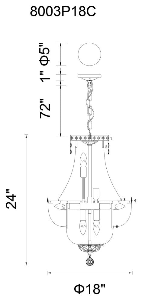 Stefania 8 Light Down Chandelier With Chrome Finish