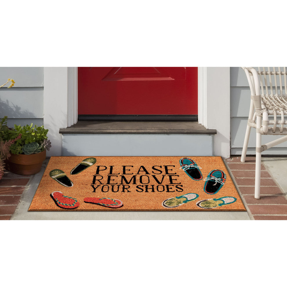 Natura Please Remove Your Shoes Outdoor Mat Natural 2'x3'