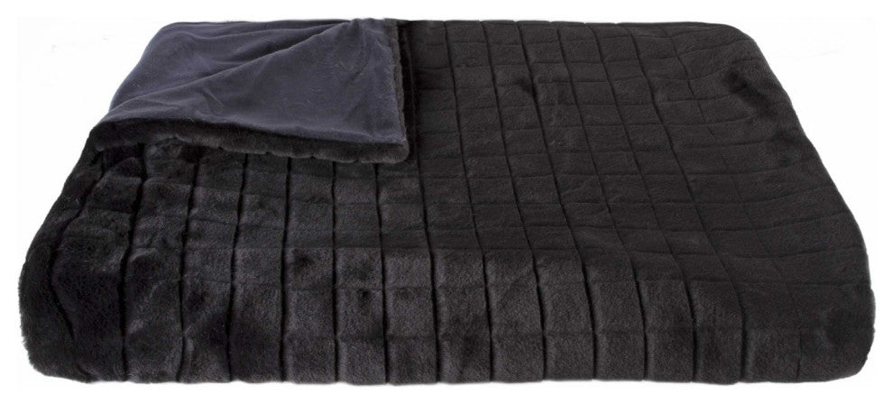 HomeRoots 50" x 60" Nixon Black Fur Throw
