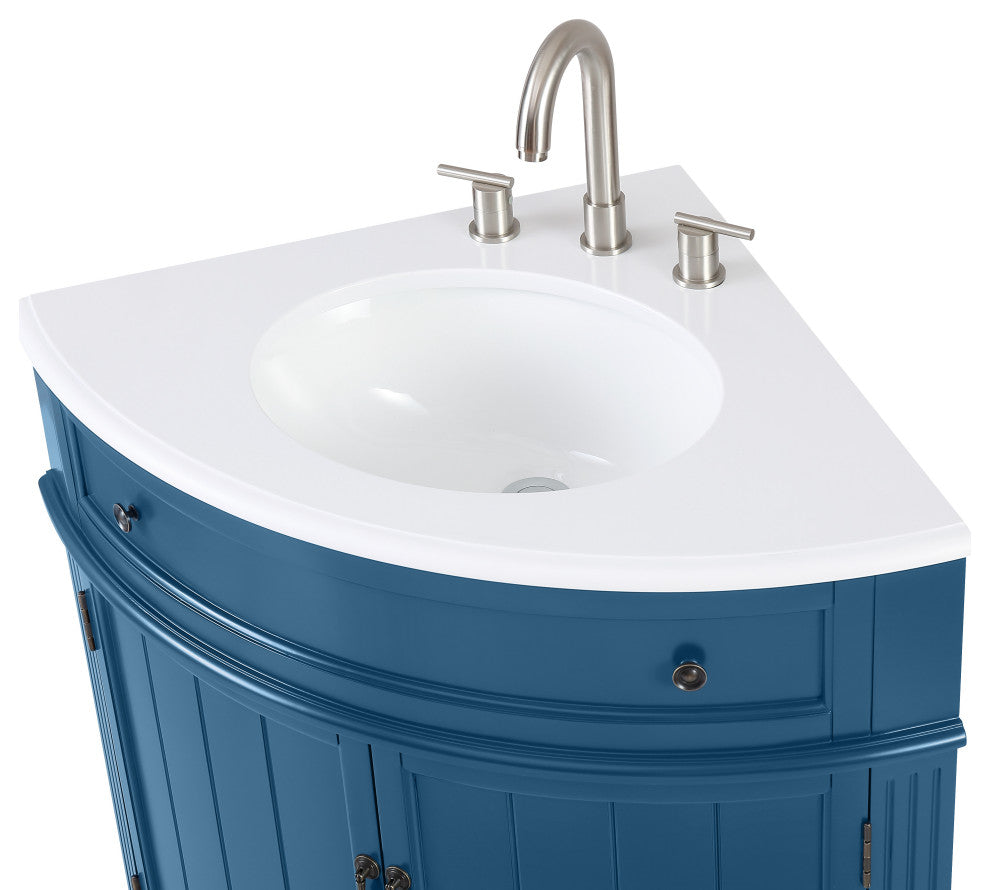 24" Triadsville Cottage Style Teal  Blue Bathroom Sink Vanity
