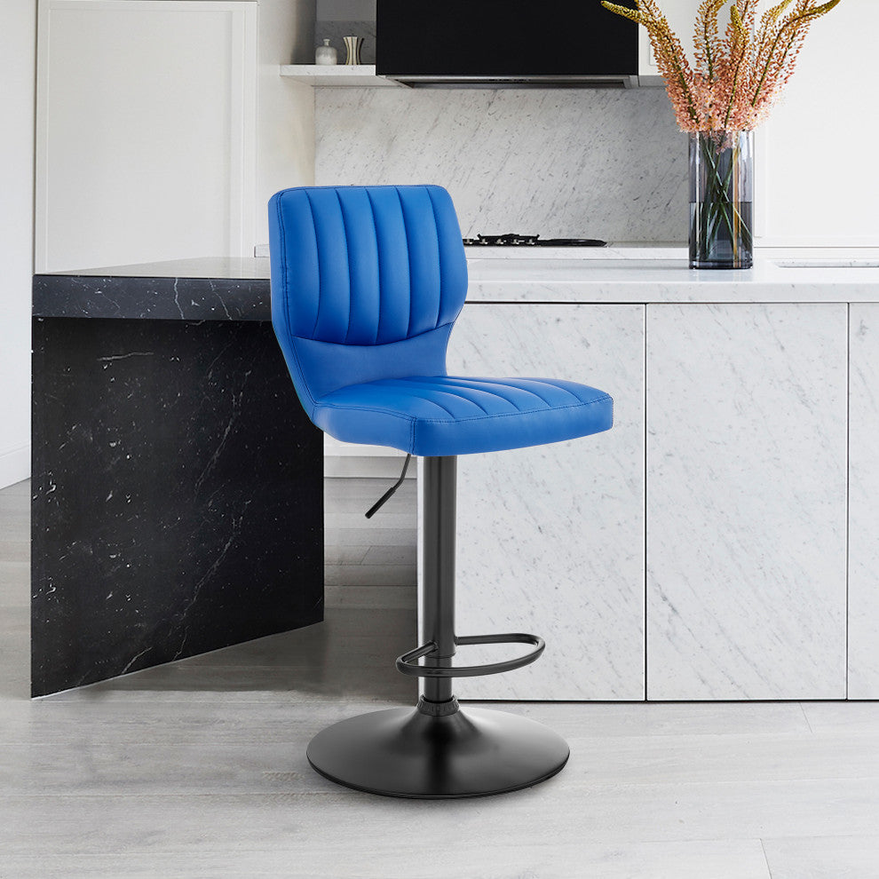 Bardot Adjustable Faux Leather Swivel Bar Stool, Blue
