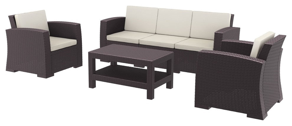 Compamia Monaco 4-Piece 5-Person Patio Seating Set, Brown