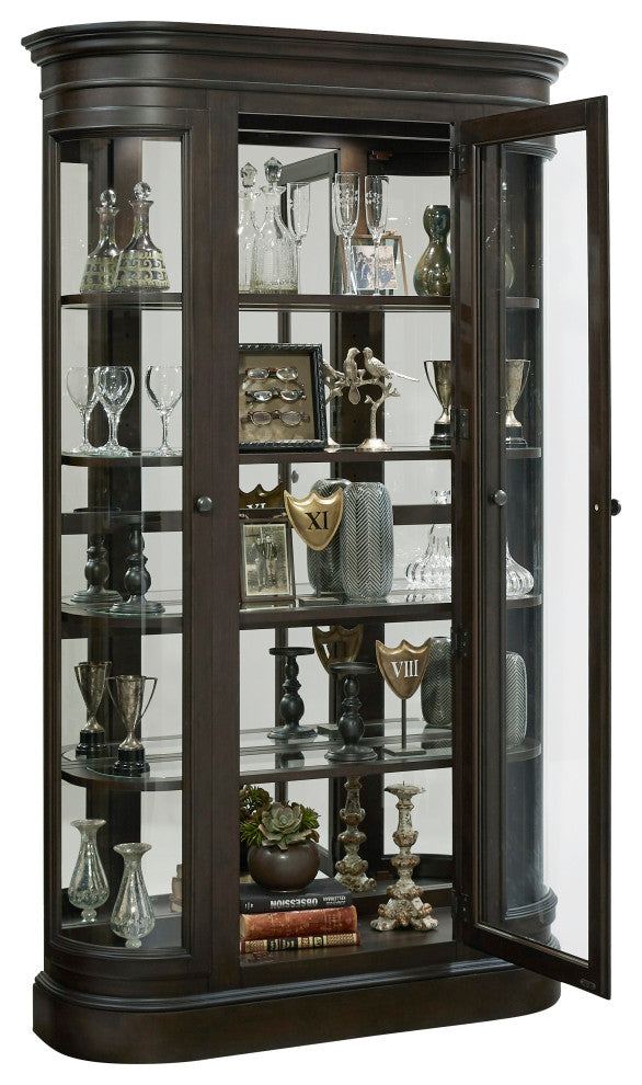 Curved End Display Curio Cabinet With Door, Espresso by Pulaski Furniture