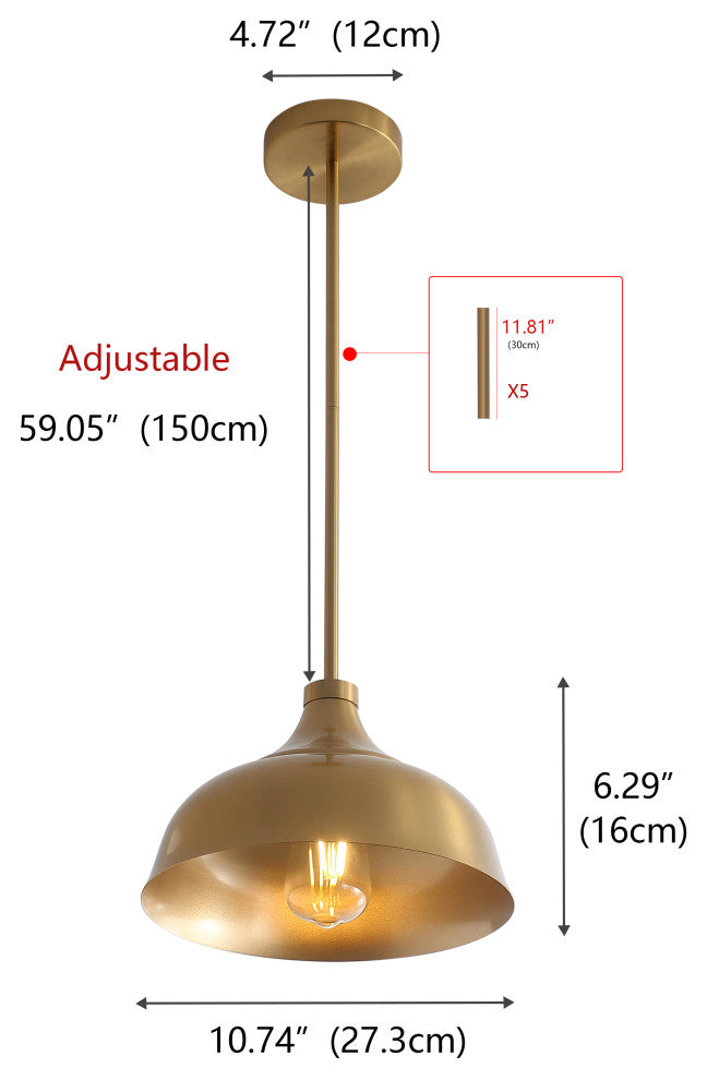 1-Light Metal Style Ceiling Light Industrial Pendant, Bronze