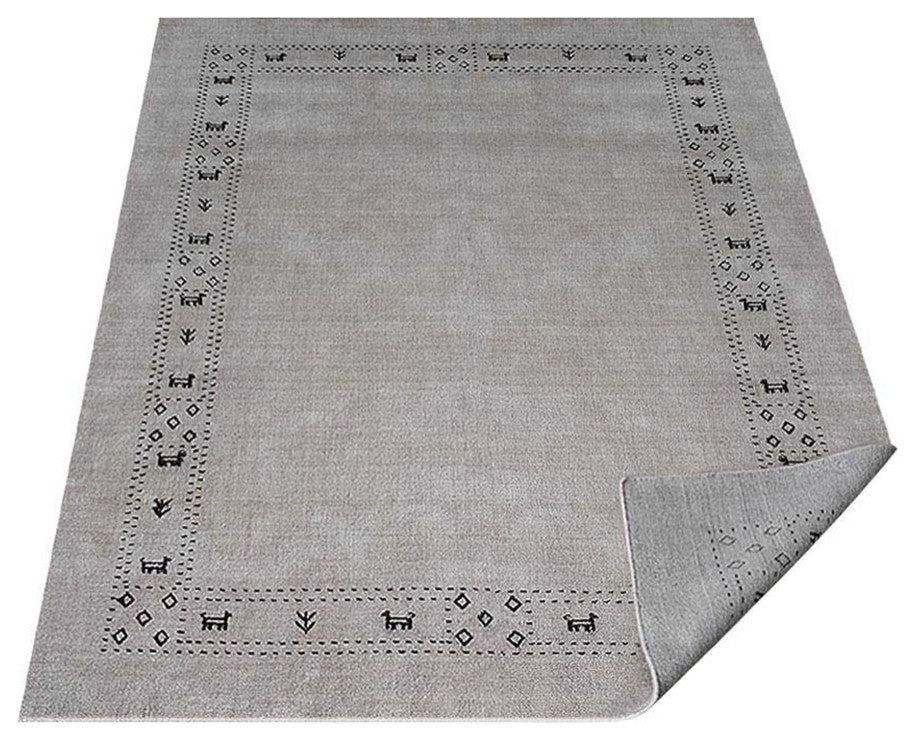 HAND KNOTTED LOOM WOOL ECO-FRIENDLY AREA RUGS - Rectangle, Beige, Contemporary