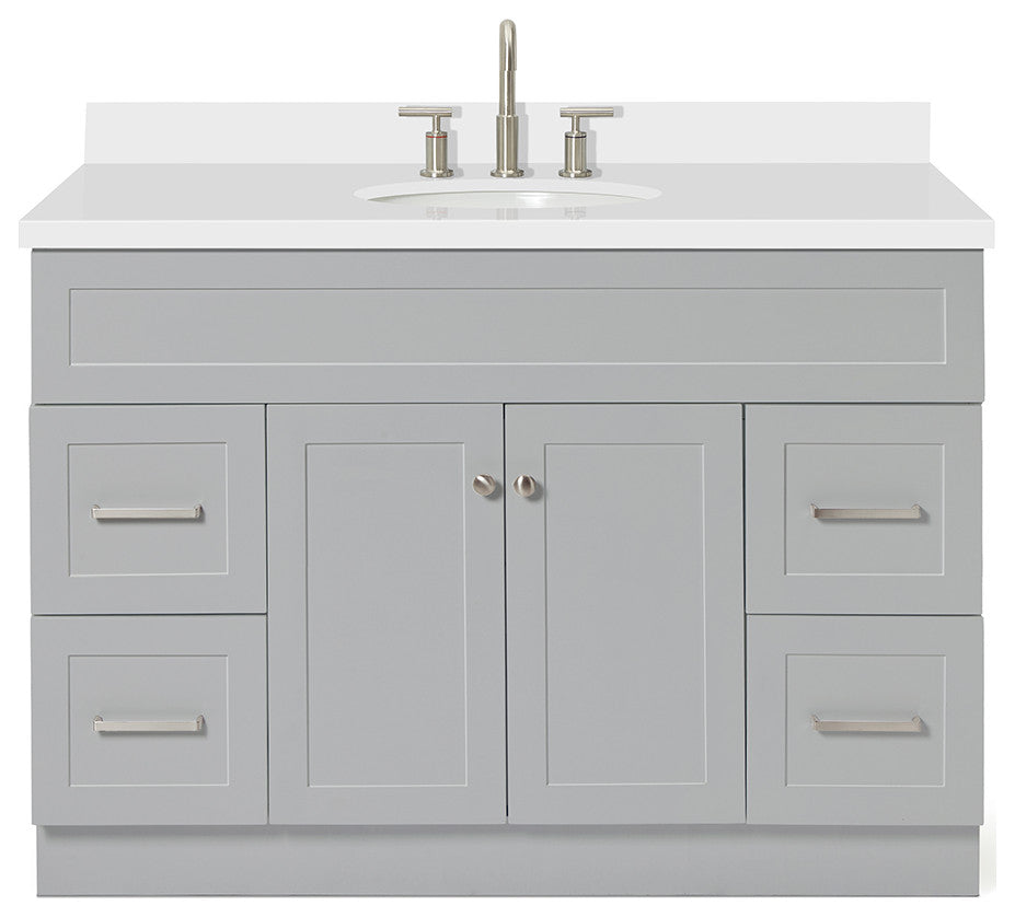 Ariel Hamlet 49" Oval Sink Bath Vanity White Quartz Grey