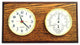 Quartz Clock and Thermometer With Hygrometer on Oak Wood