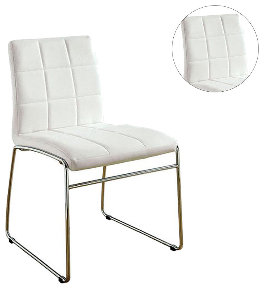 Set of 2 Leatherette Upholstered Side Chair, White