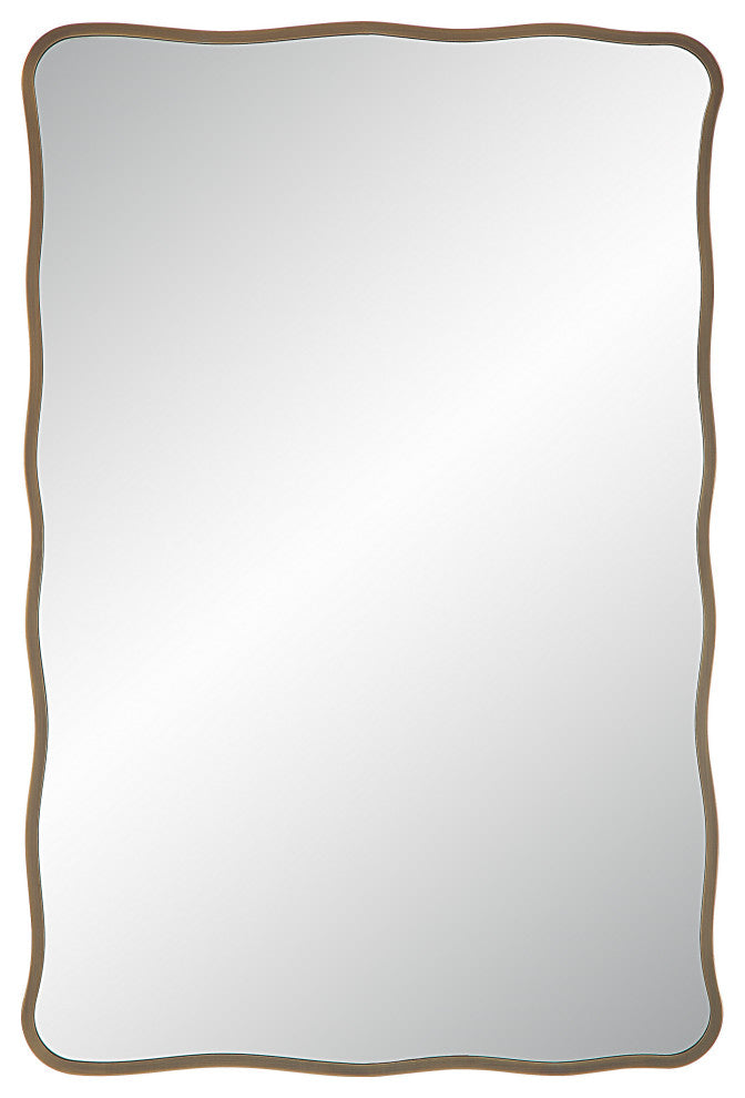 Basel 36" Tall Rectangular Irregular Mirror, Antique Brushed Brass
