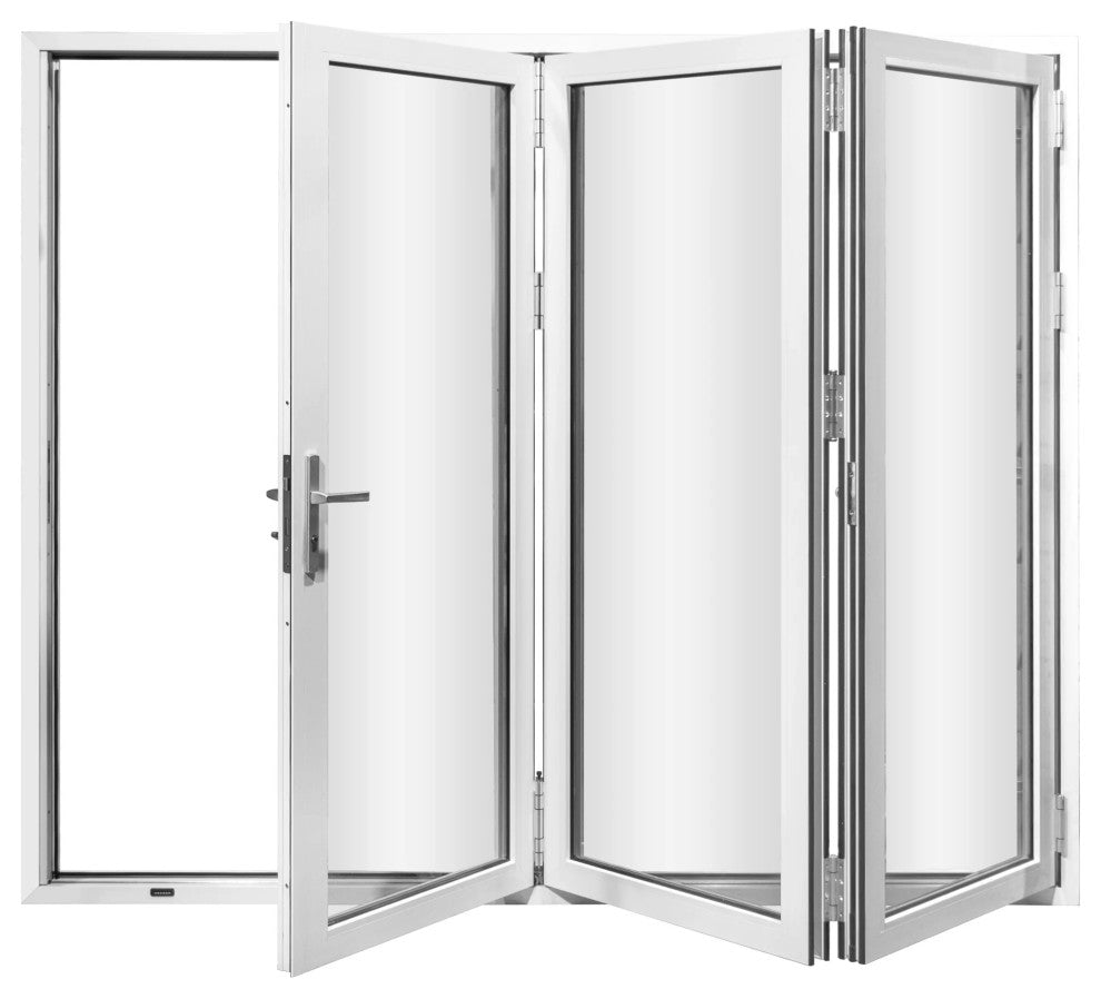 Aluminum folding patio doors 108"x96", white color. low e glass L-R03