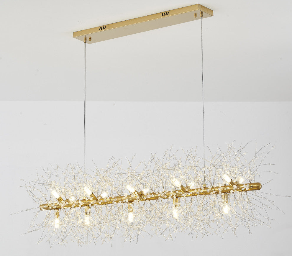 15-Light Brass Crystal Chandelier