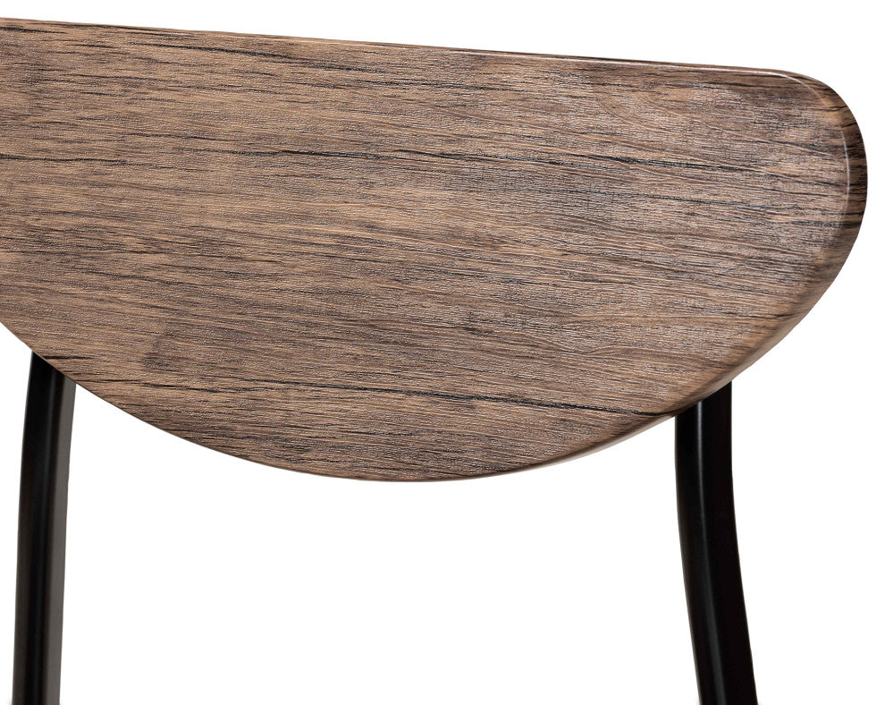 Ornette Mid-Century Brown Finished Wood and Black Metal 4-Piece Dining Chair Set