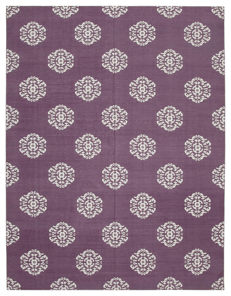 Rug N Carpet - Handmade Wool 9' 1'' x 11' 10'' Flatweave Dhurrie Kilim Rug