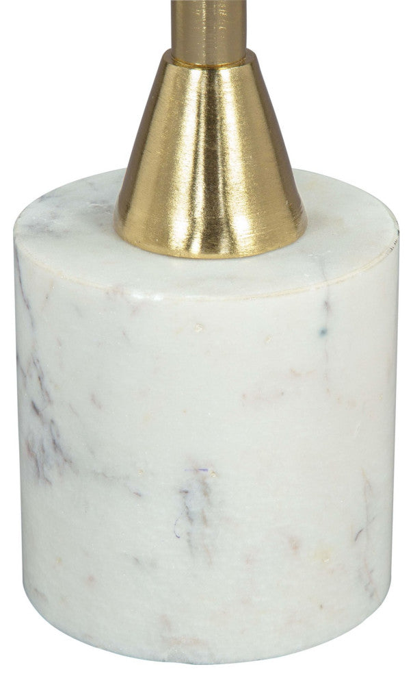 Sofa Side Table, Round, Artificial Marble, Iron Metal, Gold, White, Hospitality