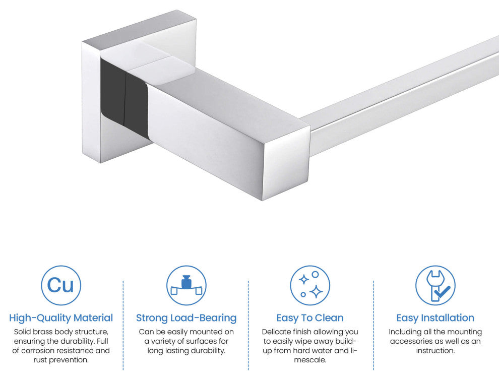 Cube 2-Piece Bathroom Hardware Set, Chrome