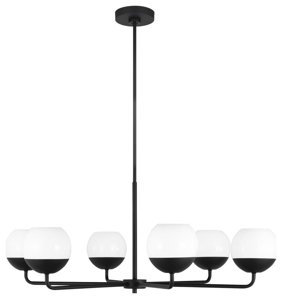 Alvin Six Light Chandelier, Midnight Black