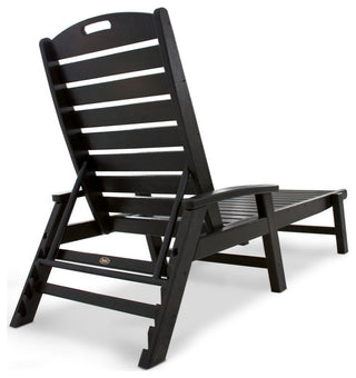 Yacht Club Chaise With Arms - Stackable, Charcoal Black