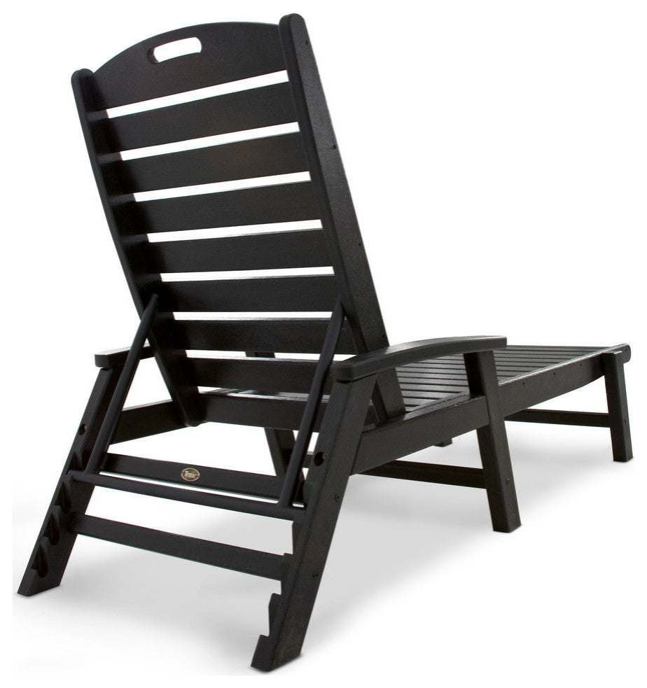 Yacht Club Chaise With Arms - Stackable, Charcoal Black