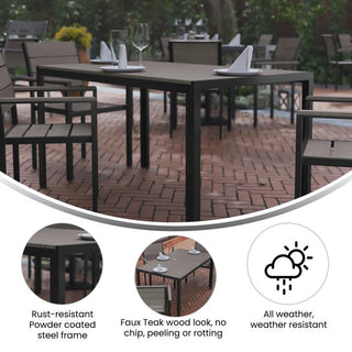 Finch Commercial Grade Outdoor  55" x 31" Dining Table, Gray