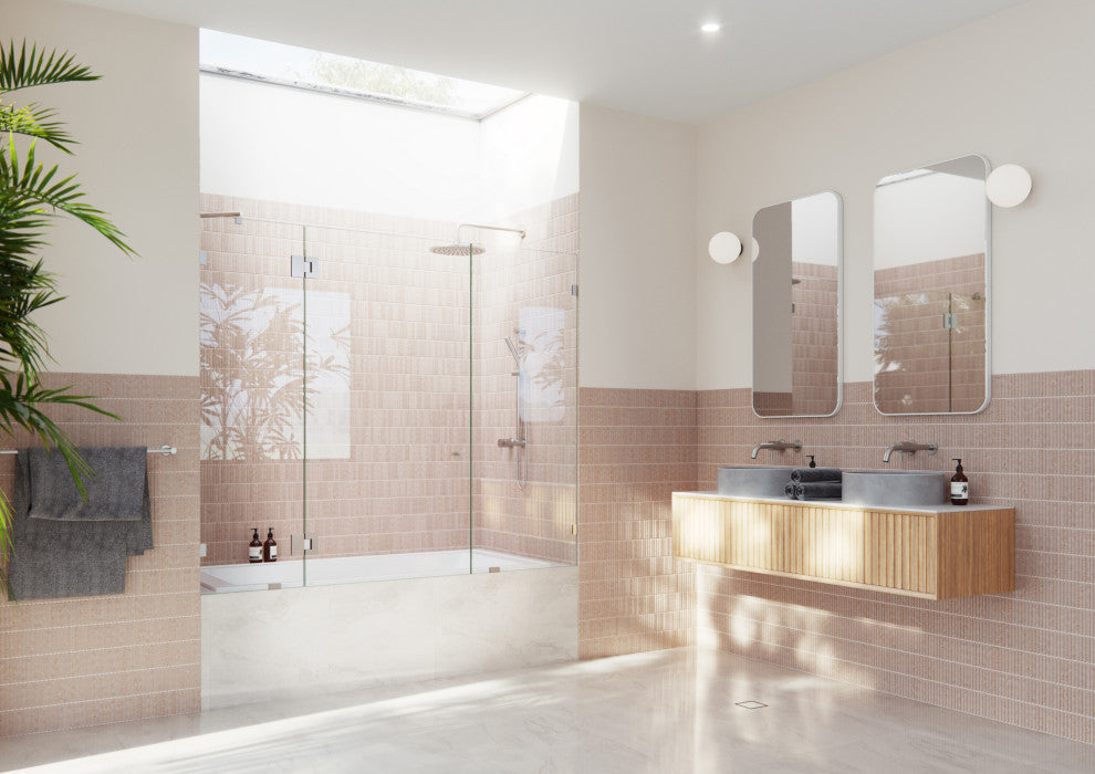 58.25"x73" Frameless 3 Panel Inline Bathtub Shower Door, Brushed Nickel