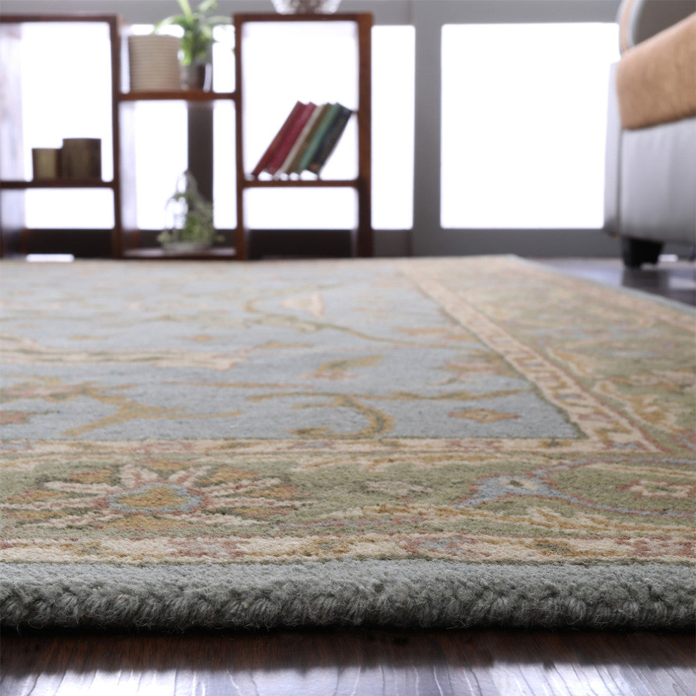 HAND TUFTED WOOL ECO-FRIENDLY AREA RUGS, Blue Green Color, Oriental Design