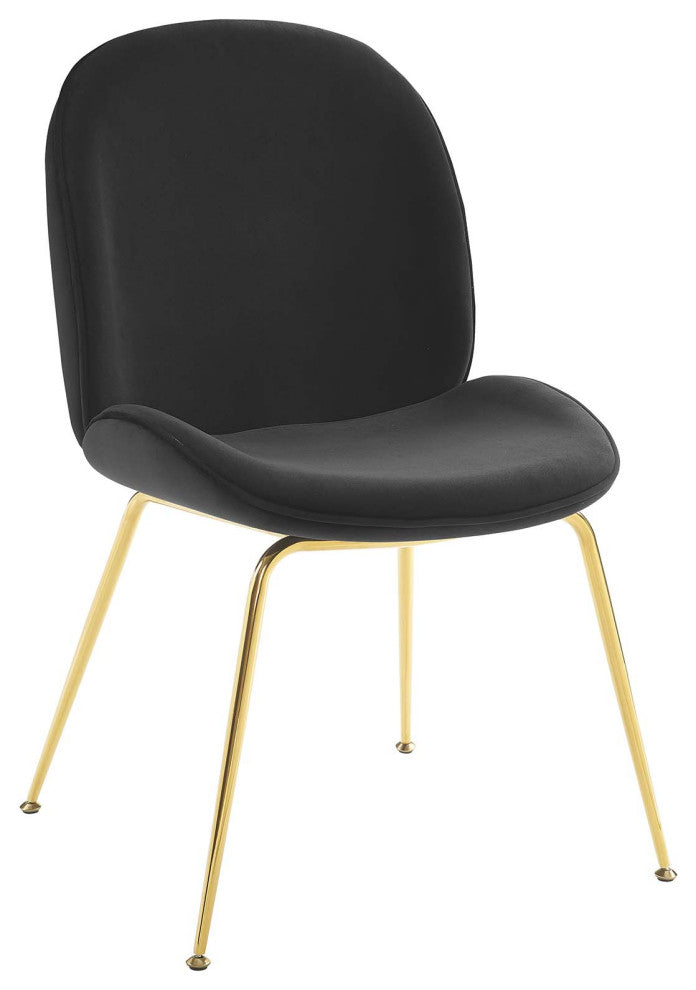 Scoop Gold Stainless Steel Leg Performance Velvet Dining Chair Black