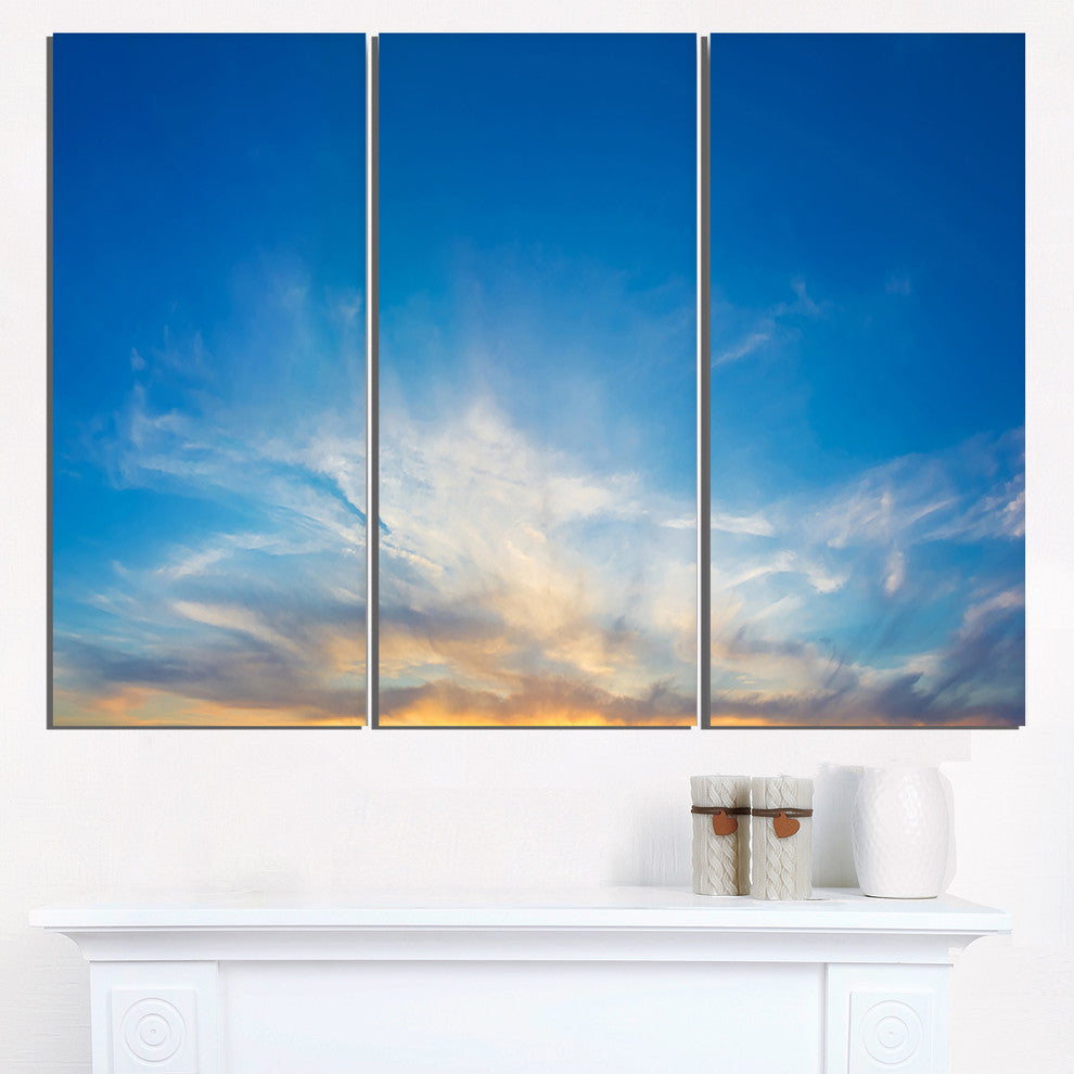 "Bright Blue Evening Sky Panorama" Metal Wall Art, 3 Panels, 36"x28"