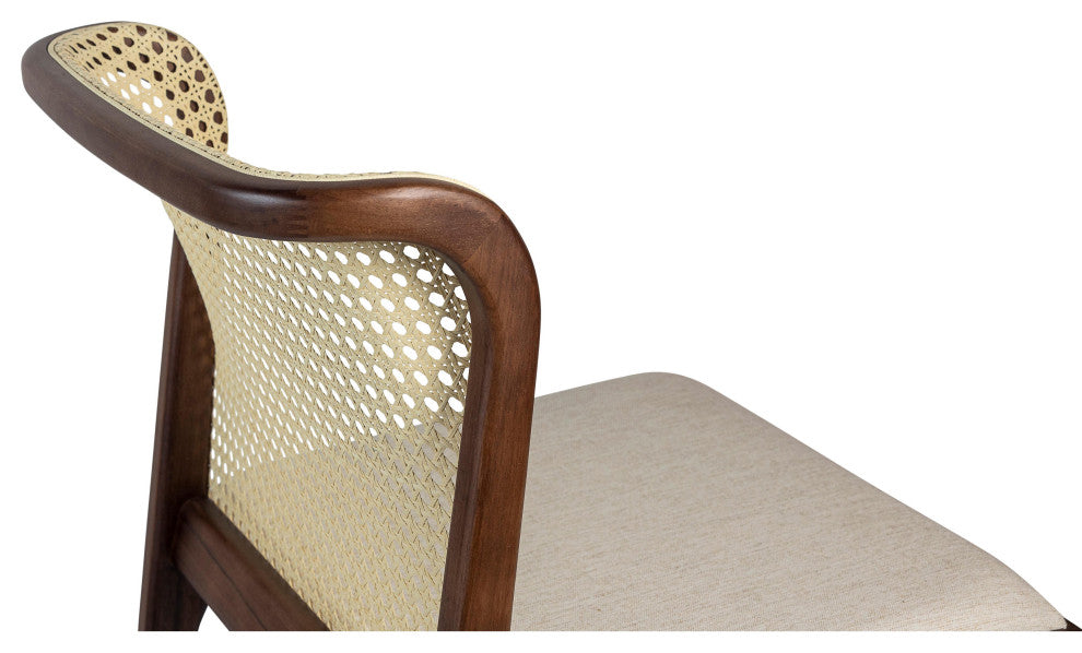 Modern Brazilian, Eloa, Cane Side Chair, Nogal/Natural/Medley Ivory