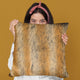 Plutus Brown Gold Chinchilla Faux Fur Throw Pillow, 20" x 36" King
