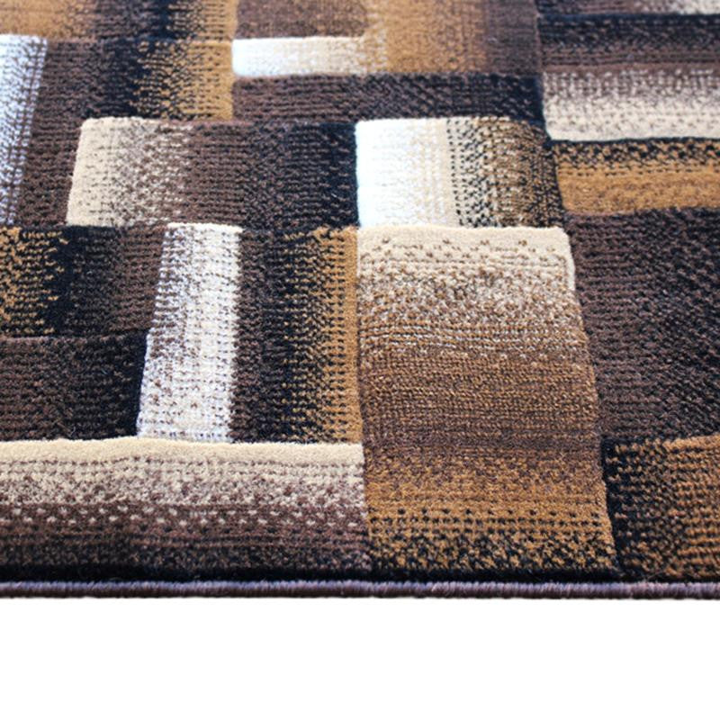 Elio Collection Color Blocked Area Rug, Chocolate, 2' X 7'