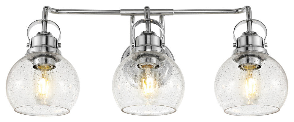 Shirley Metal, Bubbled Glass Vanity Light, Chrome, 3-Light