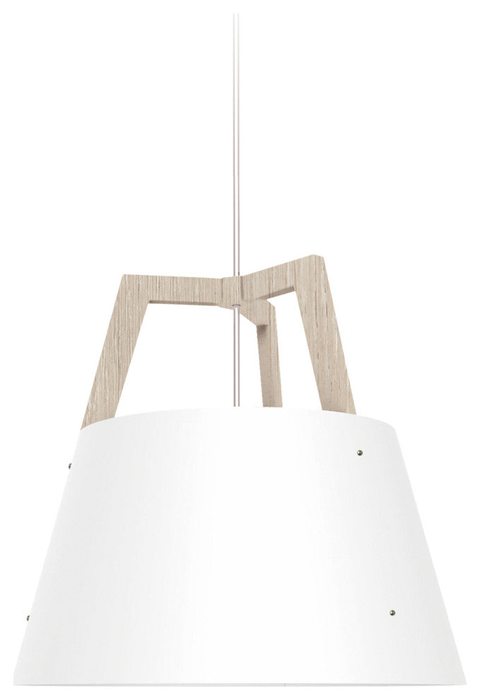 Imber 17" Pendant White Washed Oak, Gloss White, With Diffuser, 3500K LED