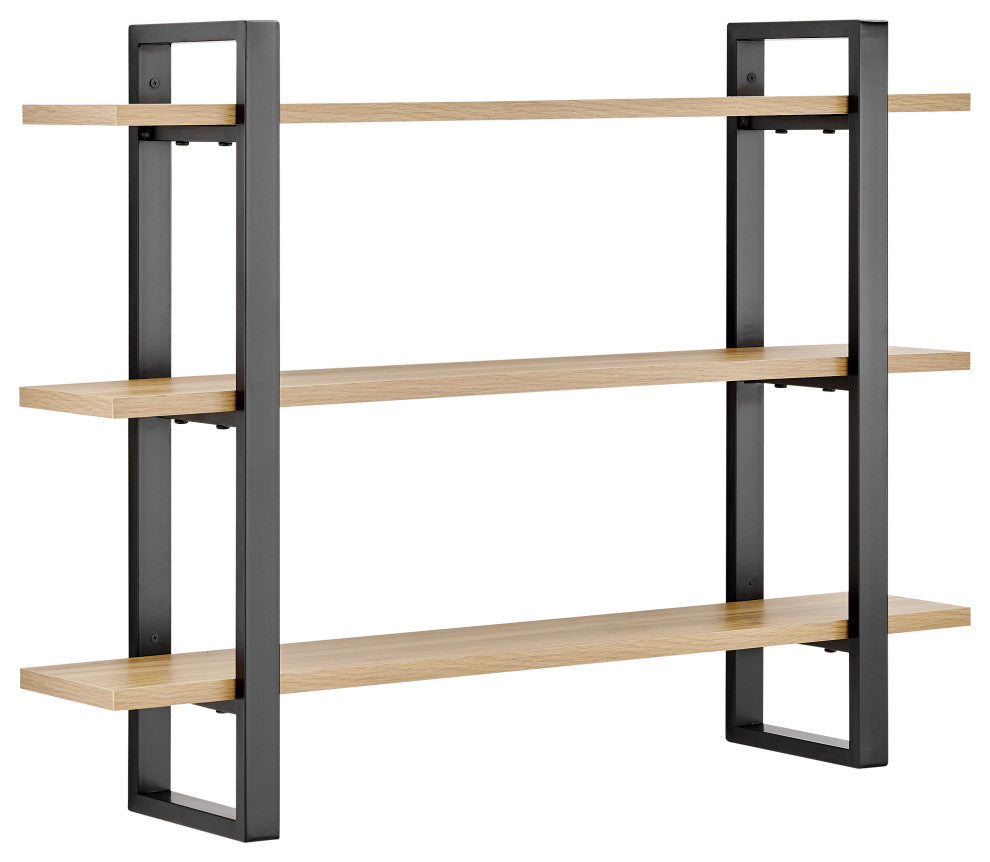 Danya B. Rio Three Tier Modular Floating Bracket Wall Shelf Chestnut