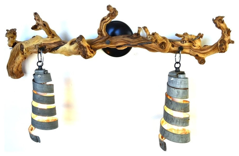 Grapevine and Wine Barrel Ring Vanity Light - Malvasia - Made from CA grapevines