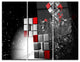 "Fractal 3-D Red White Cubes" Metal Wall Art, 3 Panels, 36"x28"