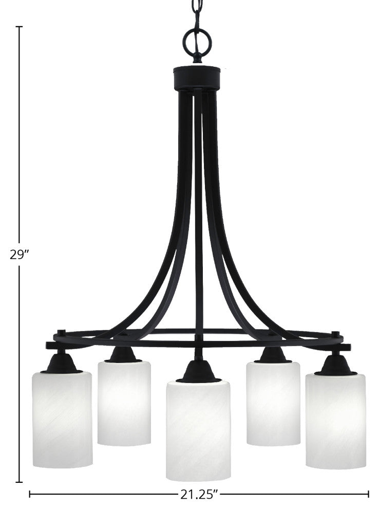 Paramount 5-Light Chandelier, Matte Black, 4" White Marble Glass