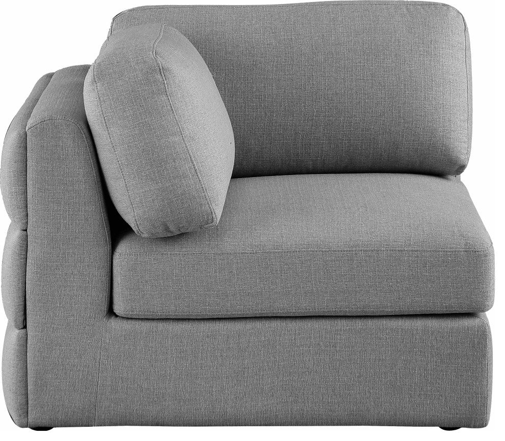 Beckham Beige Durable Linen Textured Fabric Armless, Grey, Corner Chair