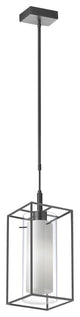 1 Light Rectangular Pendant, Matte Black Metal Frame with FR/CLR Glass