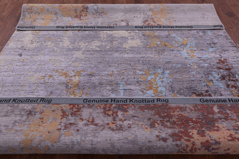 Wool & Silk Abstract Hand Knotted Rug 8' 0" X 10' 1" - Q15794