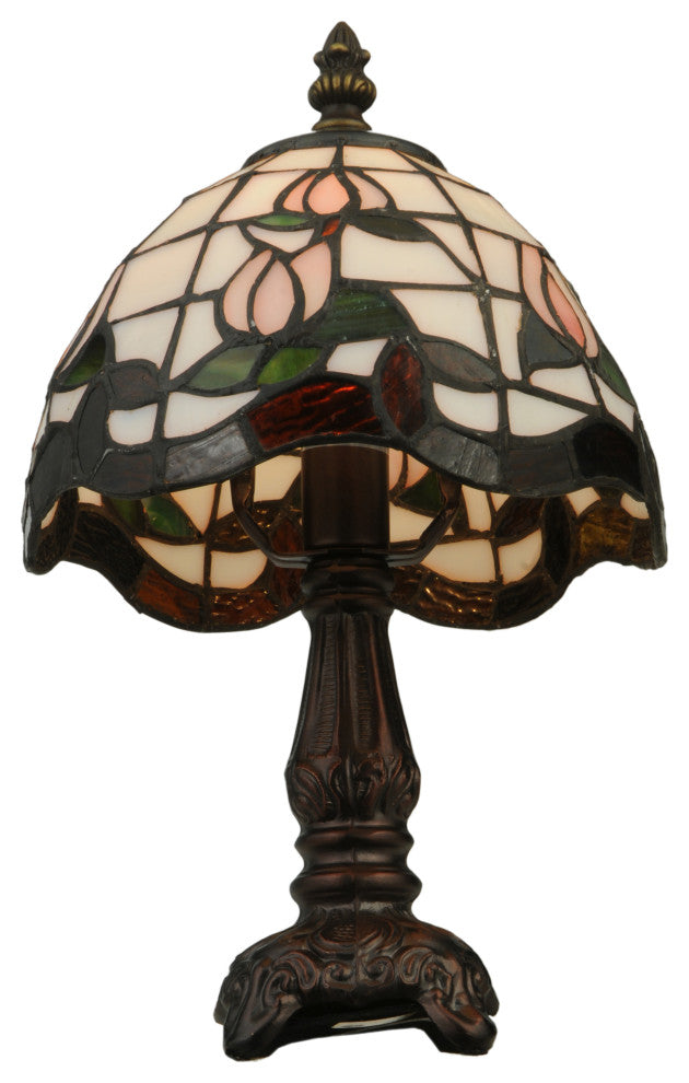 Meyda Lighting 132340 12"H Roseborder Mini Lamp
