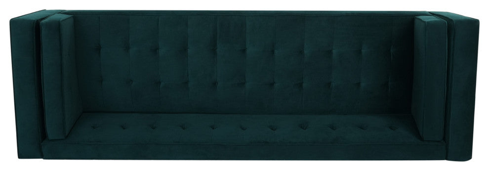 Sororia Velvet 3-Seater Low Profile Sofa, Green