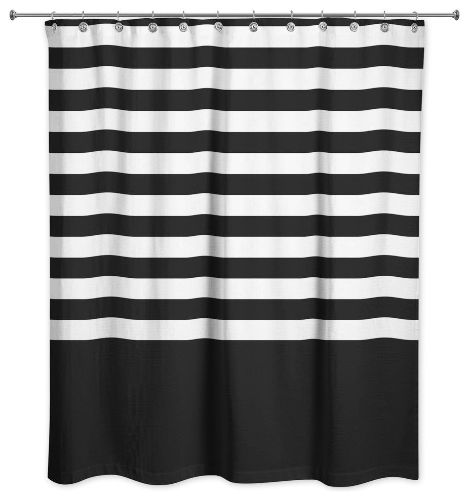 Black Stripes 71x74 Shower Curtain