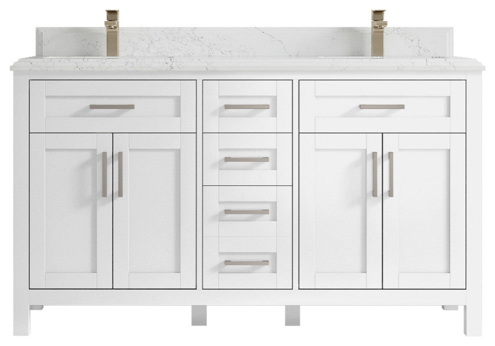 Cambridge 60 Double Bathroom Vanity in White 1.5" Empira Quartz