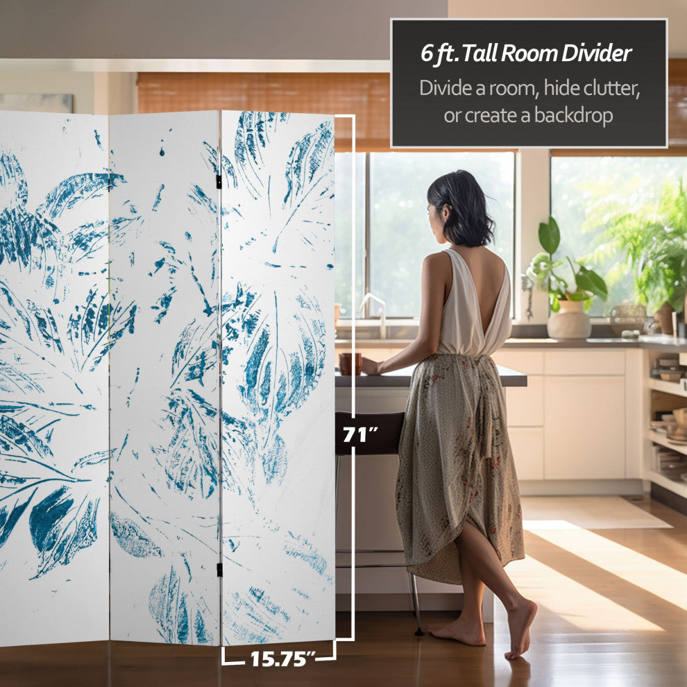 6' Tall Double Sided Pure Leaves Canvas Room Divider