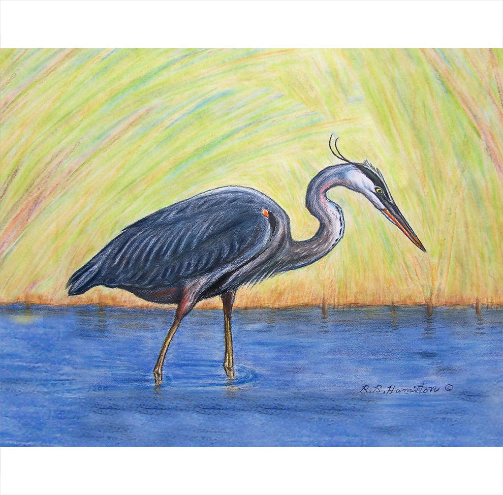 Betsy Drake Blue Heron Outdoor Wall Hanging 24x30