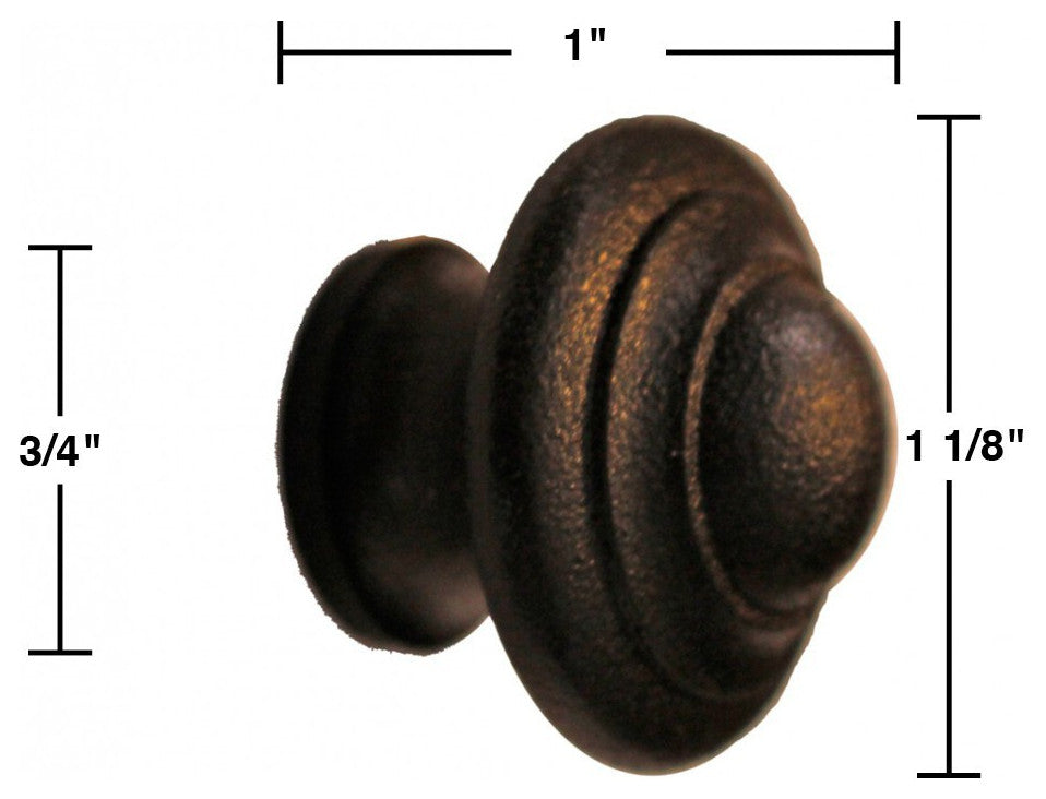 30 Cast Iron Cabinet Knobs Black Round 1-1/8" Dia. |